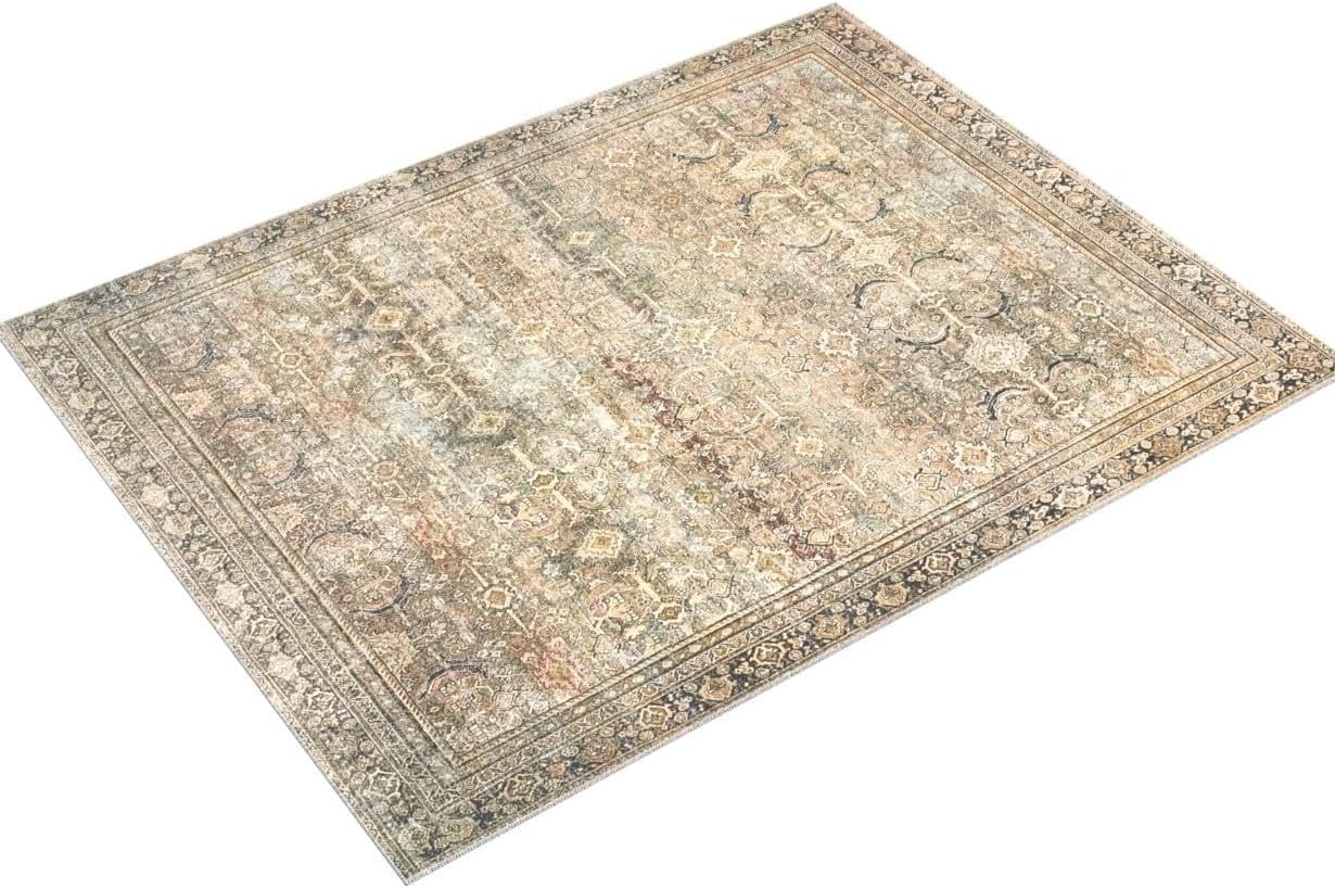 NEW - Loloi Layla 5 ft x 7 ft -6 in Area Rug in Olive/Charcoal - Thick Area Rug, Soft Area Rug with, Vintage Inspired Distressed Design, Low Pile, Non-Shedding, Easy Clean, Durable Living Room Rug - Image 4