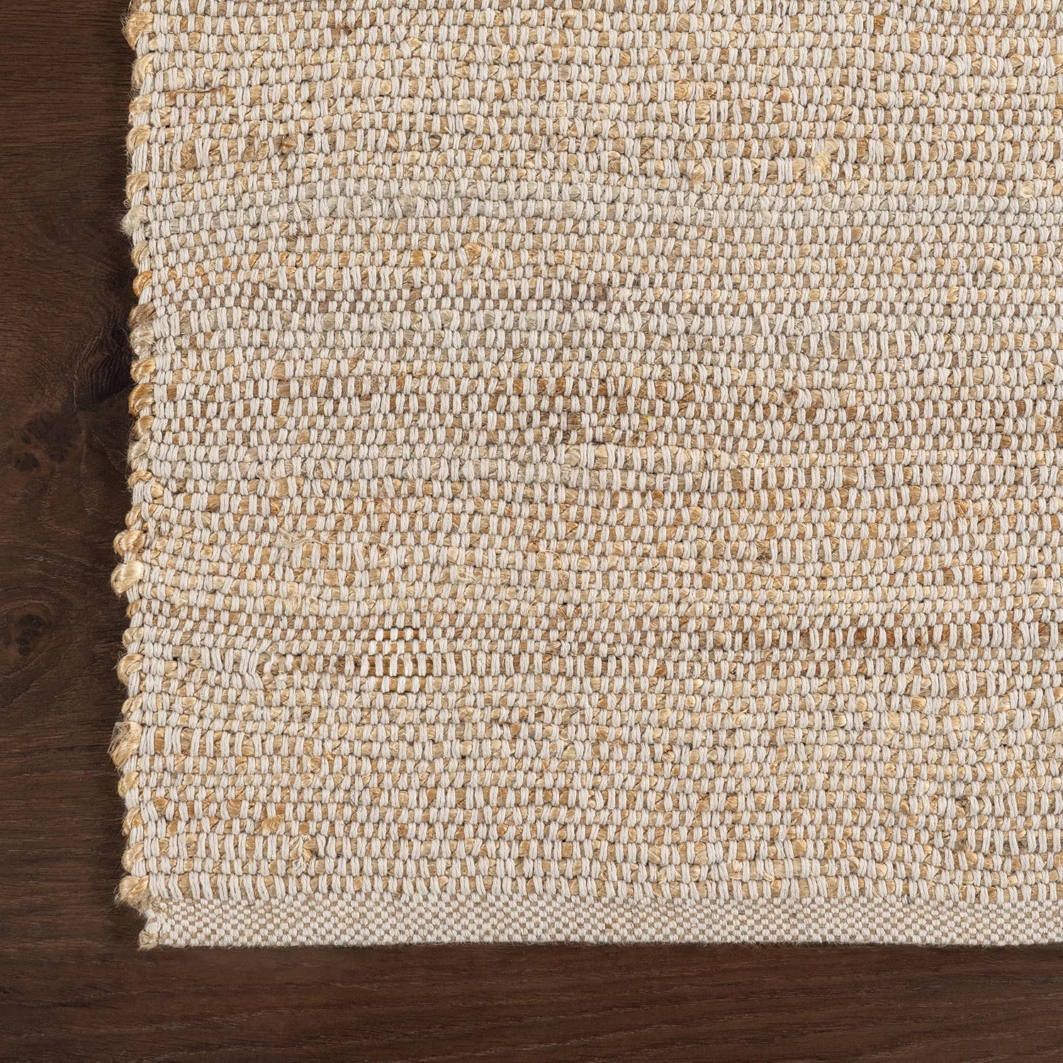 nuLOOM 8x10 Elfriede Jute & Cotton Hand Woven Area Rug, Natural, Solid Rustic Farmhouse Style, Weaved Design, Natural Fiber, For Bedroom, Living Room, Dining Room, Hallway, Office, Entryway - Retail $180 - Image 4