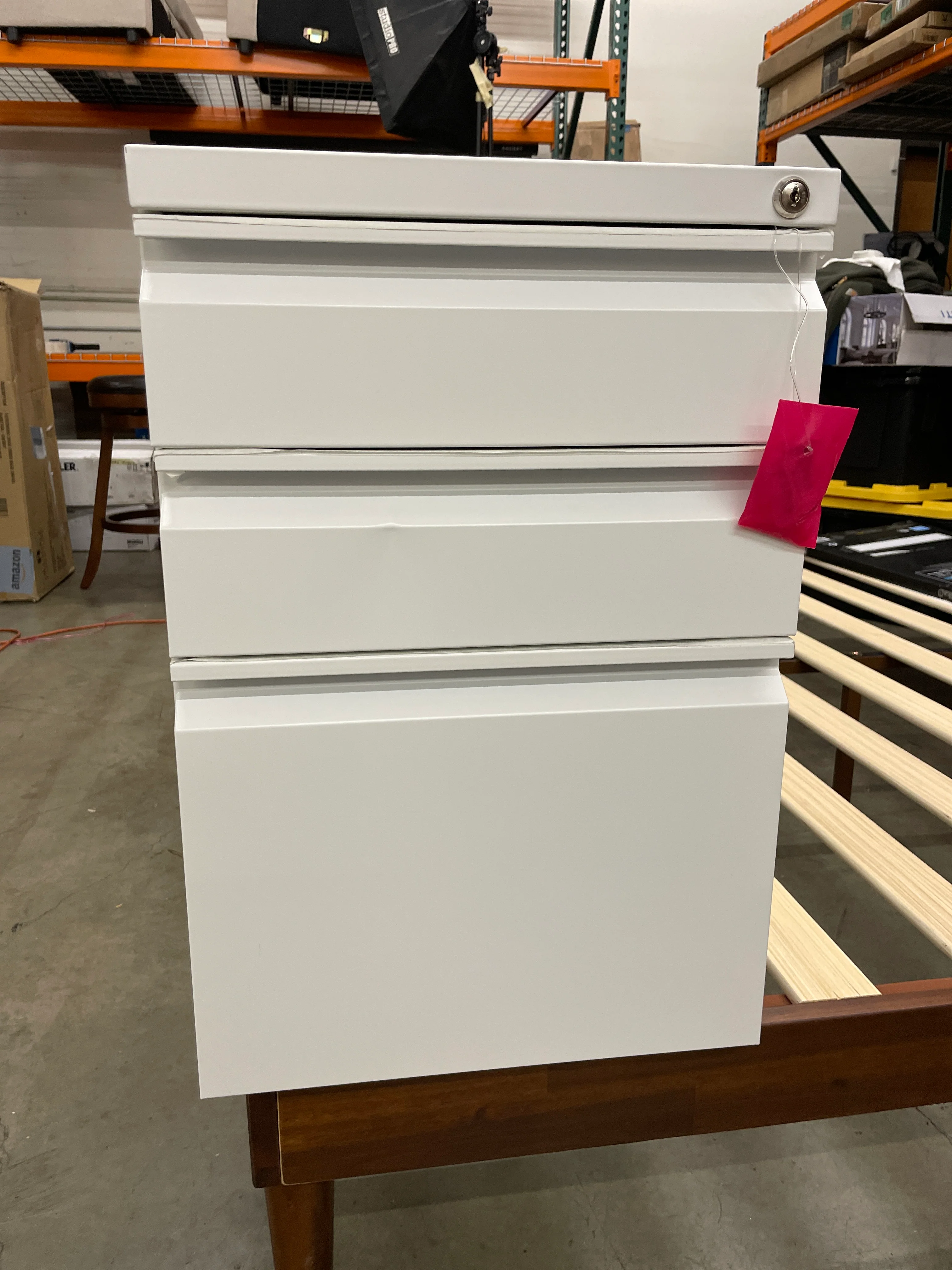 YITAHOME 3-Drawer Mobile File Cabinet with Lock, Office Storage Filing Cabinet for Legal/Letter Size, Pre-Assembled Metal File Cabinet Except Wheels Under Desk -White - Retail $142 - Image 6