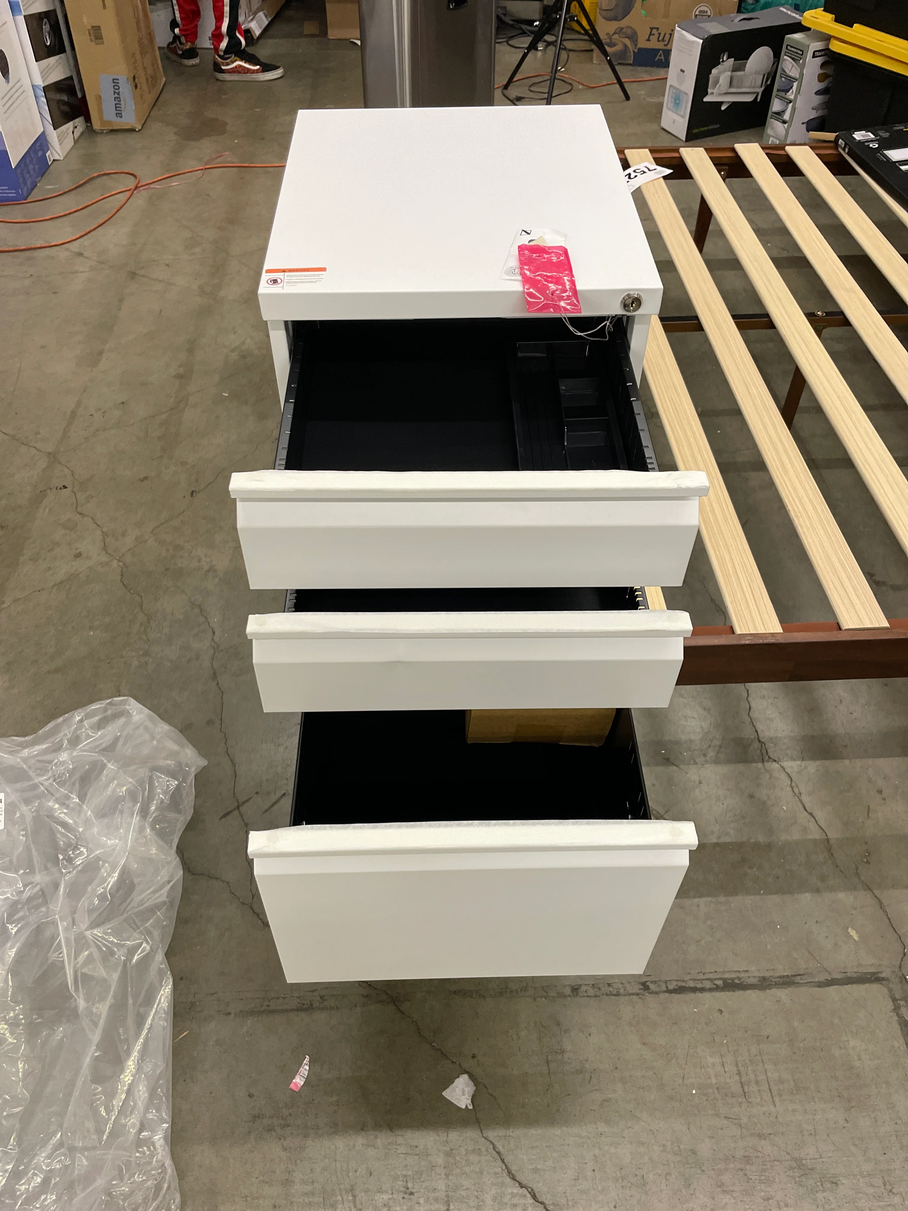 YITAHOME 3-Drawer Mobile File Cabinet with Lock, Office Storage Filing Cabinet for Legal/Letter Size, Pre-Assembled Metal File Cabinet Except Wheels Under Desk -White - Retail $142 - Image 7