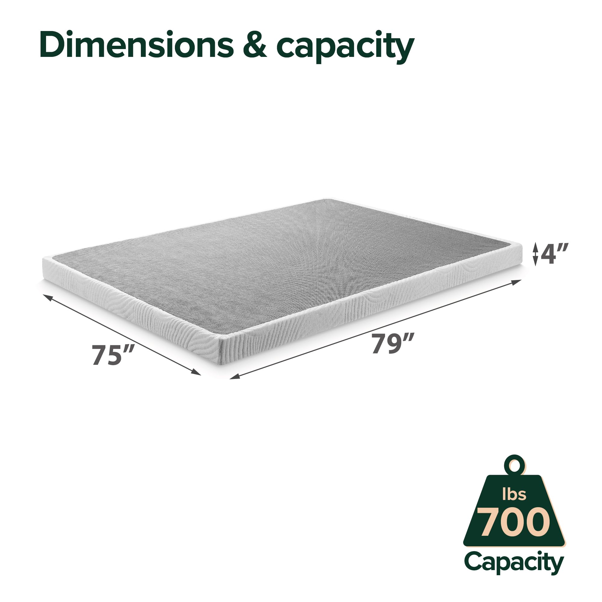 Zinus Victor 4 Inch Quick Lock Box Spring / Mattress Foundation / Built-to-Last Metal Structure / Low Profile / Easy Assembly, King, White - Image 2