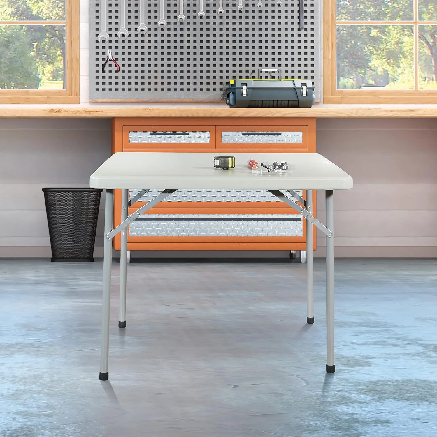 Office Star Resin Sqaure Multipurpose Table with Collapsible Legs, Indoor Outdoor Use for Banquets, Picnics, and Parties, 36 Inch, Square - Retail $84 - Image 2