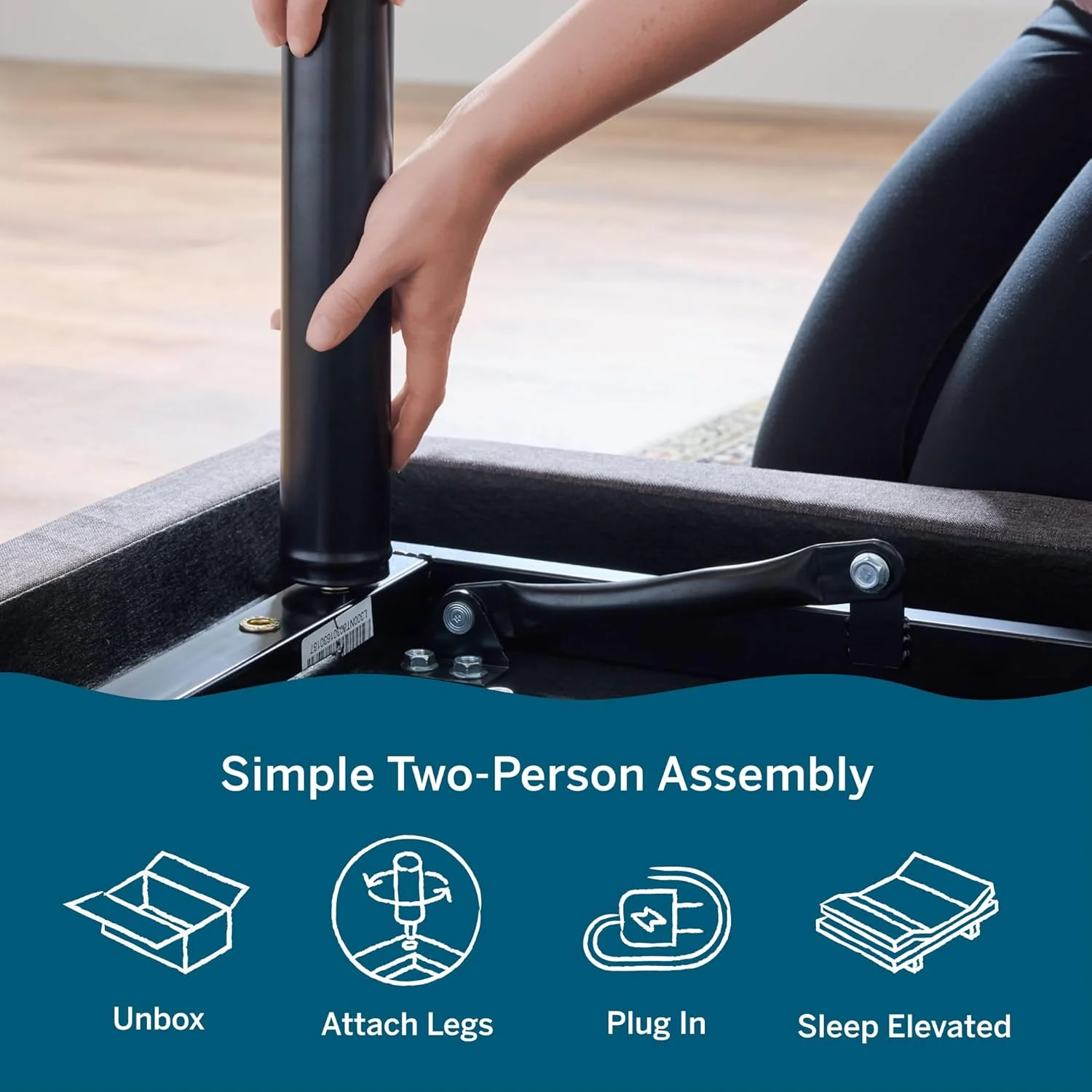 NEW - LUCID QUEEN L300 Adjustable Bed Frame - Head and Foot Incline - USB - Wireless Remote - Easy 2 Person Assembly - Quiet Motor - Relax - TV - Working - Reading - Ergonomic - Electric Bed Base - Queen Size - Retail $603 - Image 3
