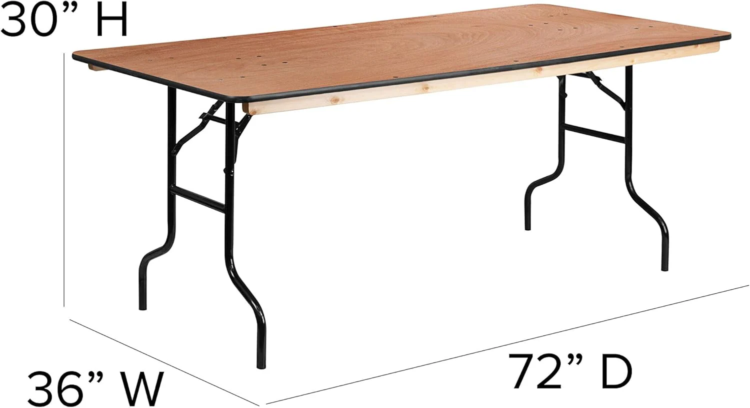 Flash Furniture Fielder 6ft Rectangular All-Occasion Wood Folding Event Table, Foldable Portable Banquet Table with Wooden Top, Natural/Black - Retail $186 - Image 3