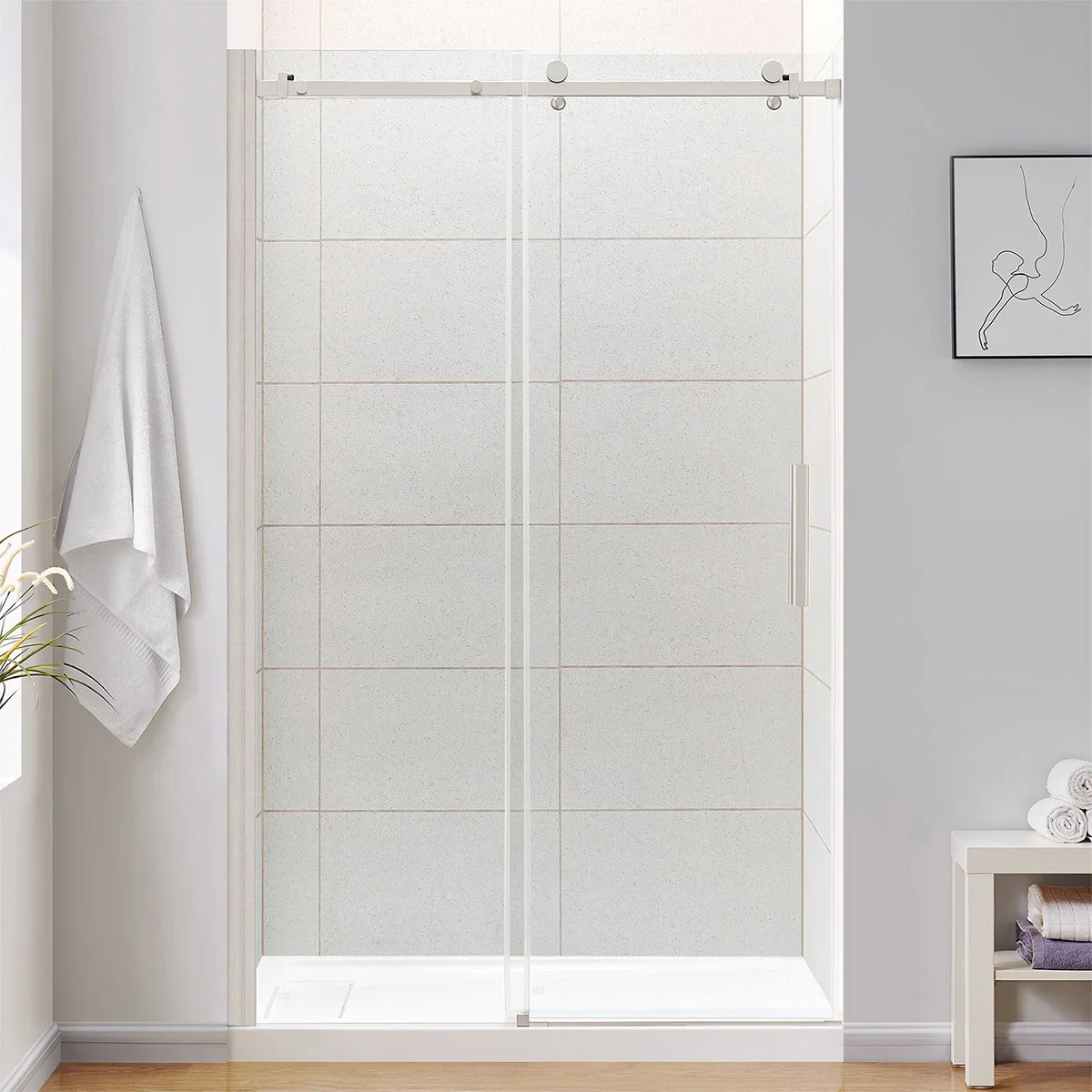 NEW - OVE Decors 48" Kelsey Tempered Glass Shower Door - Retail $529 - Image 2