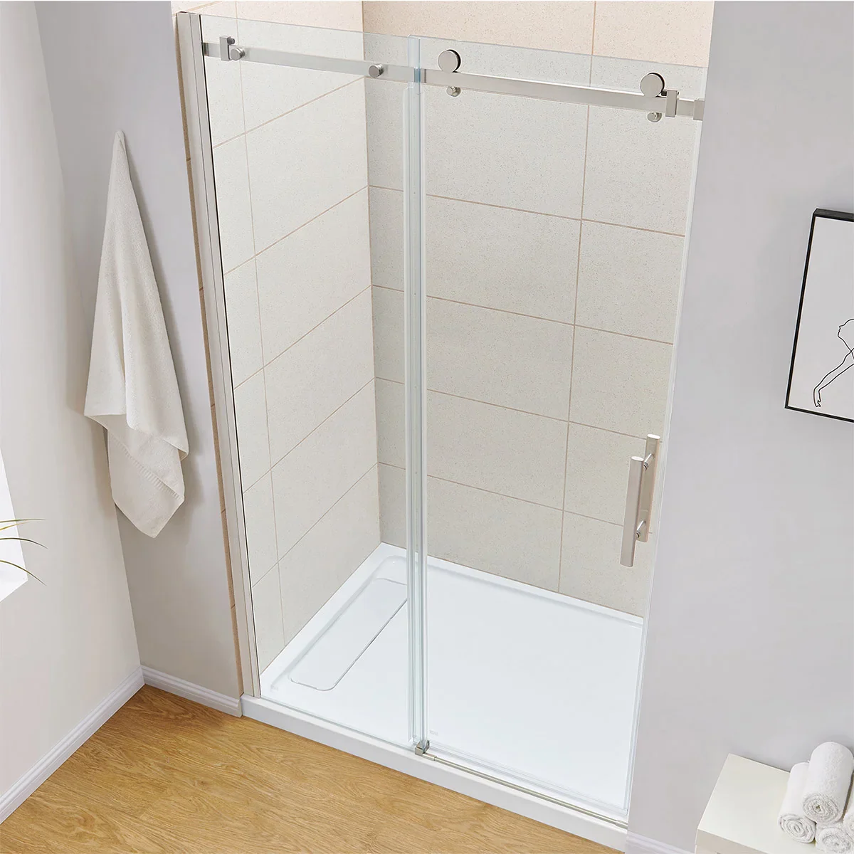 NEW - OVE Decors 48" Kelsey Tempered Glass Shower Door - Retail $529 - Image 3