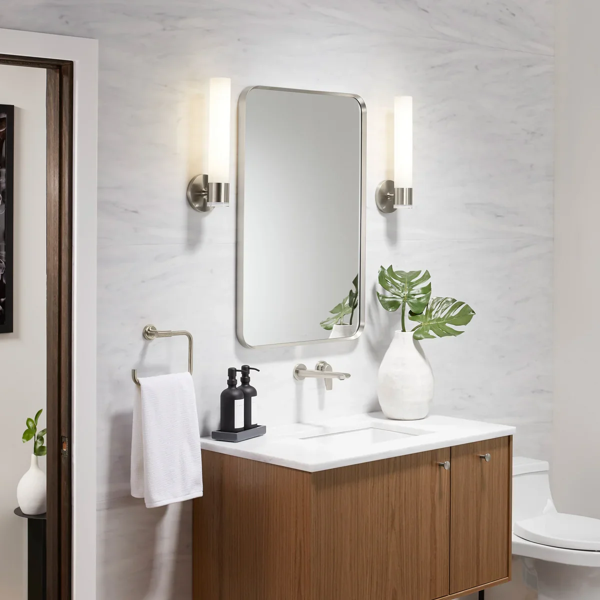 Kohler Orime Brushed Nickel 24" x 36" Rectangular Framed Mirror - Retail $169 - Image 2