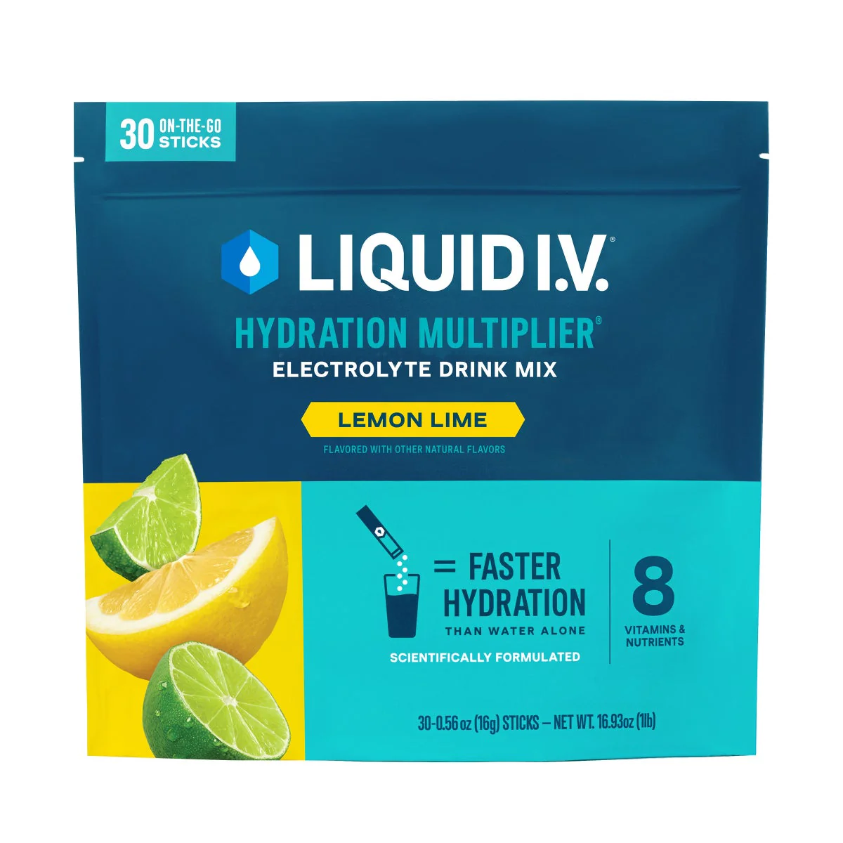 Liquid I.V. Hydration Multiplier, 30 Individual Serving Stick Packs in Resealable Pouch, Lemon Lime - Image 2