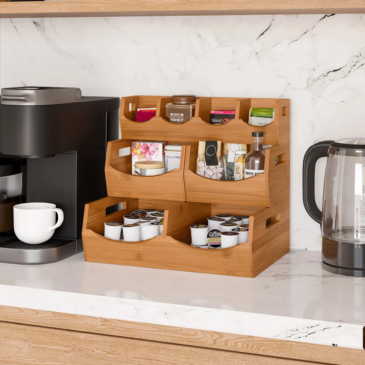 Seville Bamboo Stackable Bin Organizer, 4-piece - Image 2