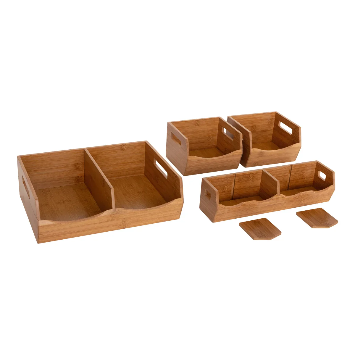 Seville Bamboo Stackable Bin Organizer, 4-piece - Image 3