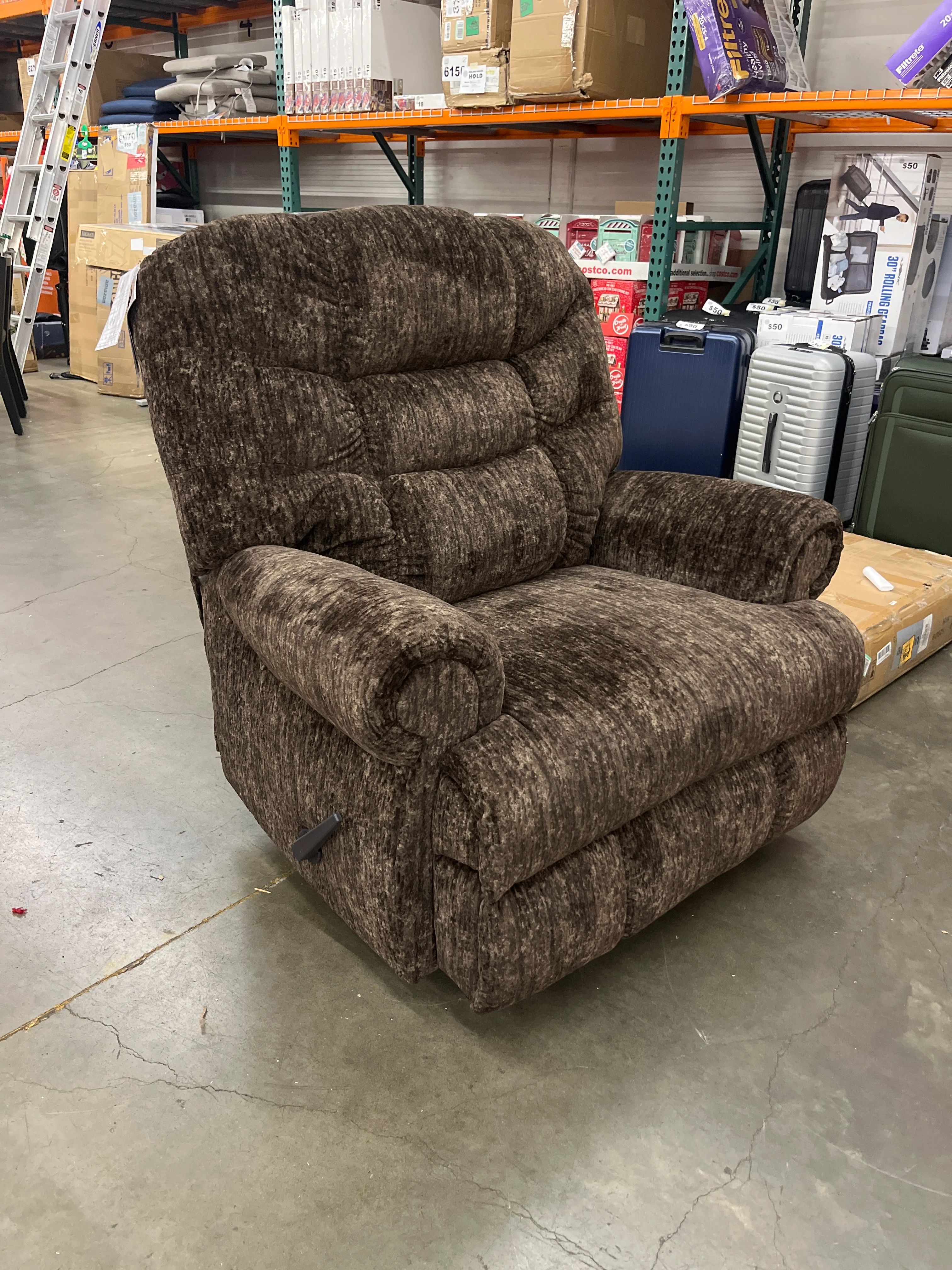 NEW - Signature Design by Ashley Dark Brown Movie Man Classic Tufted Velvet Manual Zero Wall Recliner - Retail $690 - Image 2