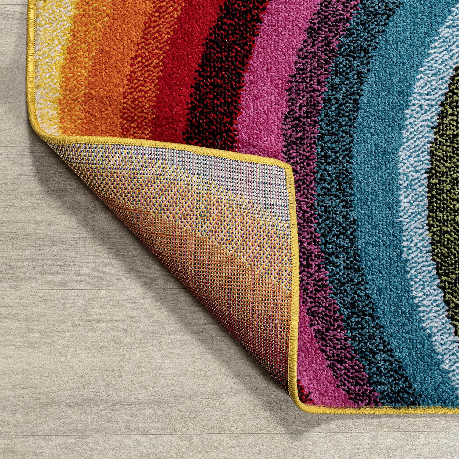 JONATHAN Y Flow Abstract Swirl Indoor Area Rug 5x8, Red/Yellow/Blue, Modern, Coastal, Easy-Cleaning for Living Room, Bedroom, Kitchen, Pet Friendly, Non-Shedding (DZC100A-5) - Image 4