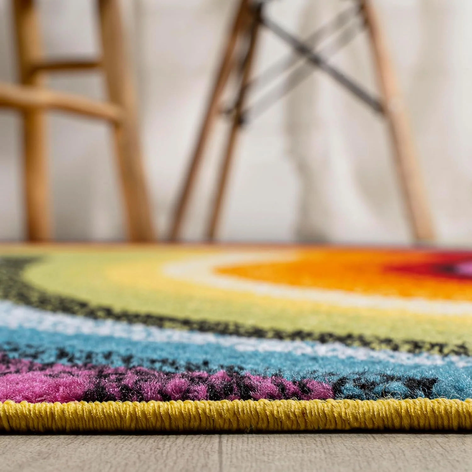 JONATHAN Y Flow Abstract Swirl Indoor Area Rug 5x8, Red/Yellow/Blue, Modern, Coastal, Easy-Cleaning for Living Room, Bedroom, Kitchen, Pet Friendly, Non-Shedding (DZC100A-5) - Image 6