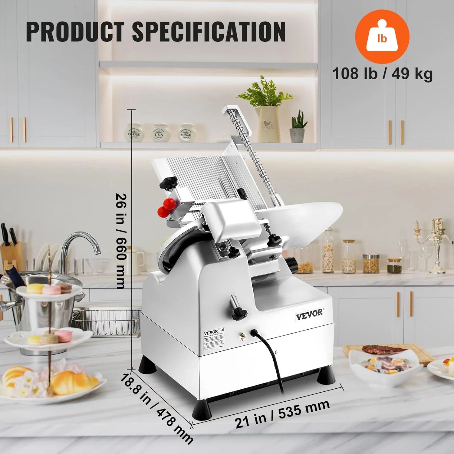 [non working] VEVOR Automatic Meat Slicer, 540W Deli Slicer with Two 10" Stainless Steel Removable Blade, 0-15mm Adjustable Thickness for Home Use, Child Lock Protection, for Meat Cheese Bread - Image 2