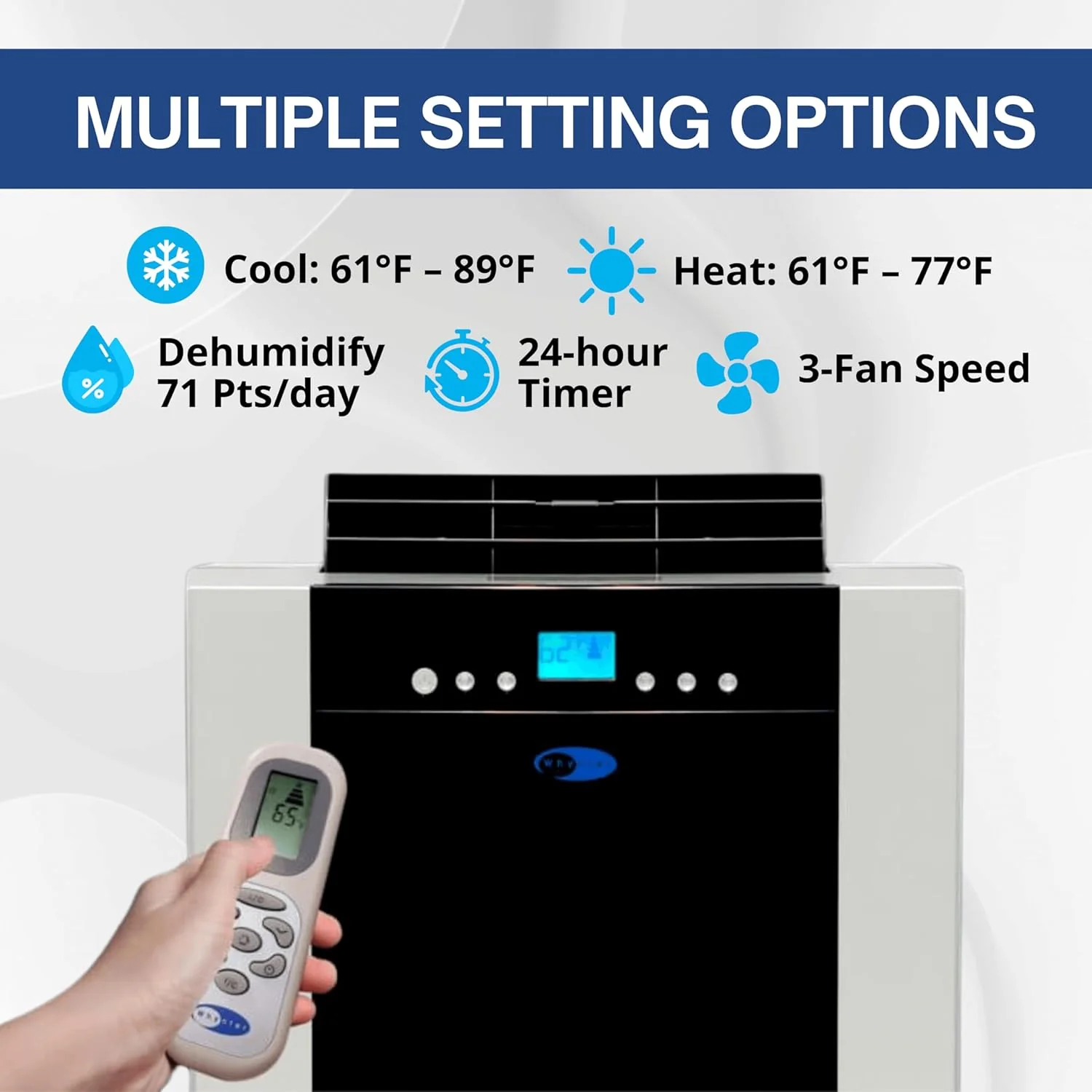 NEW - Whynter Air Conditioner 14,000 Portable Heater with Dual Hose Dehumidifier & Cooling Fan for 500 Sq Ft Rooms, Includes AC Unit Window Kit, ARC-14SH (9,200 BTU SACC), Platinum/Black - Retail $579 - Image 3