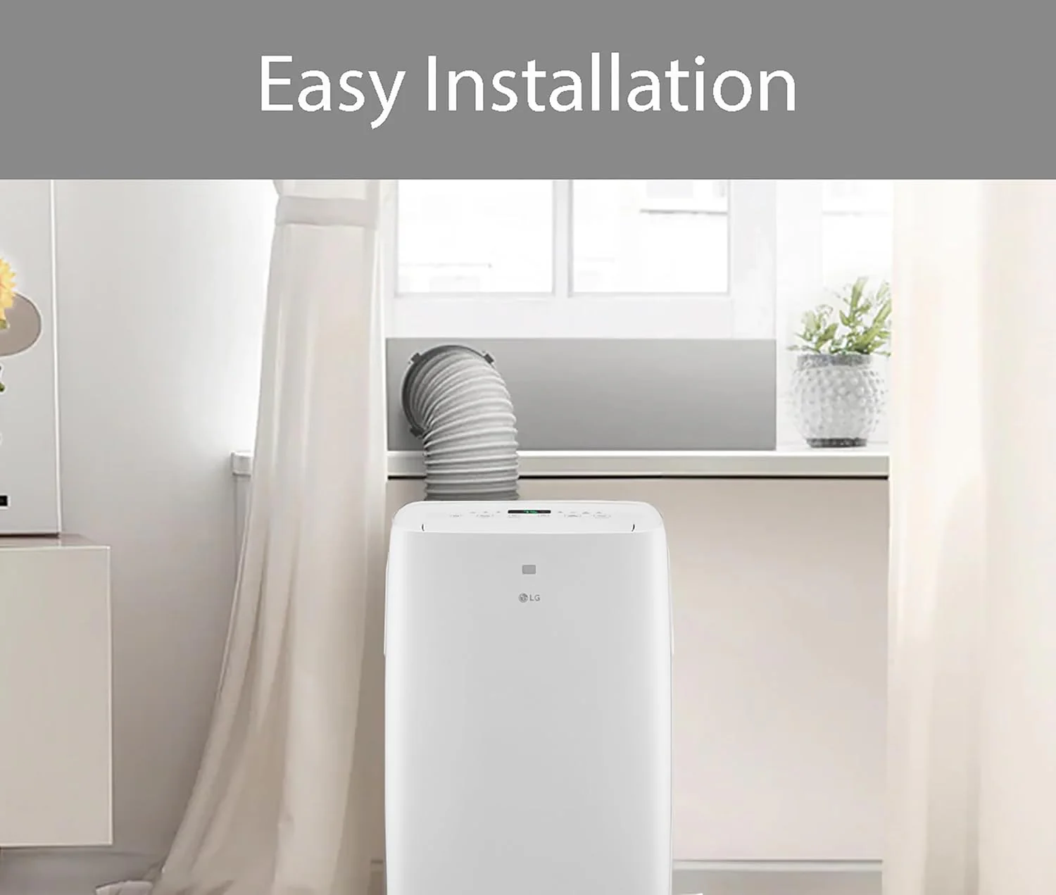 LG 6,000 BTU Portable Air Conditioner, 115V, Cools 250 Sq.Ft. (10' x 25' Room Size), Portable Air Conditioner for Home with Quiet Operation, LCD Remote Control, and Window Installation Kit, White - Image 3
