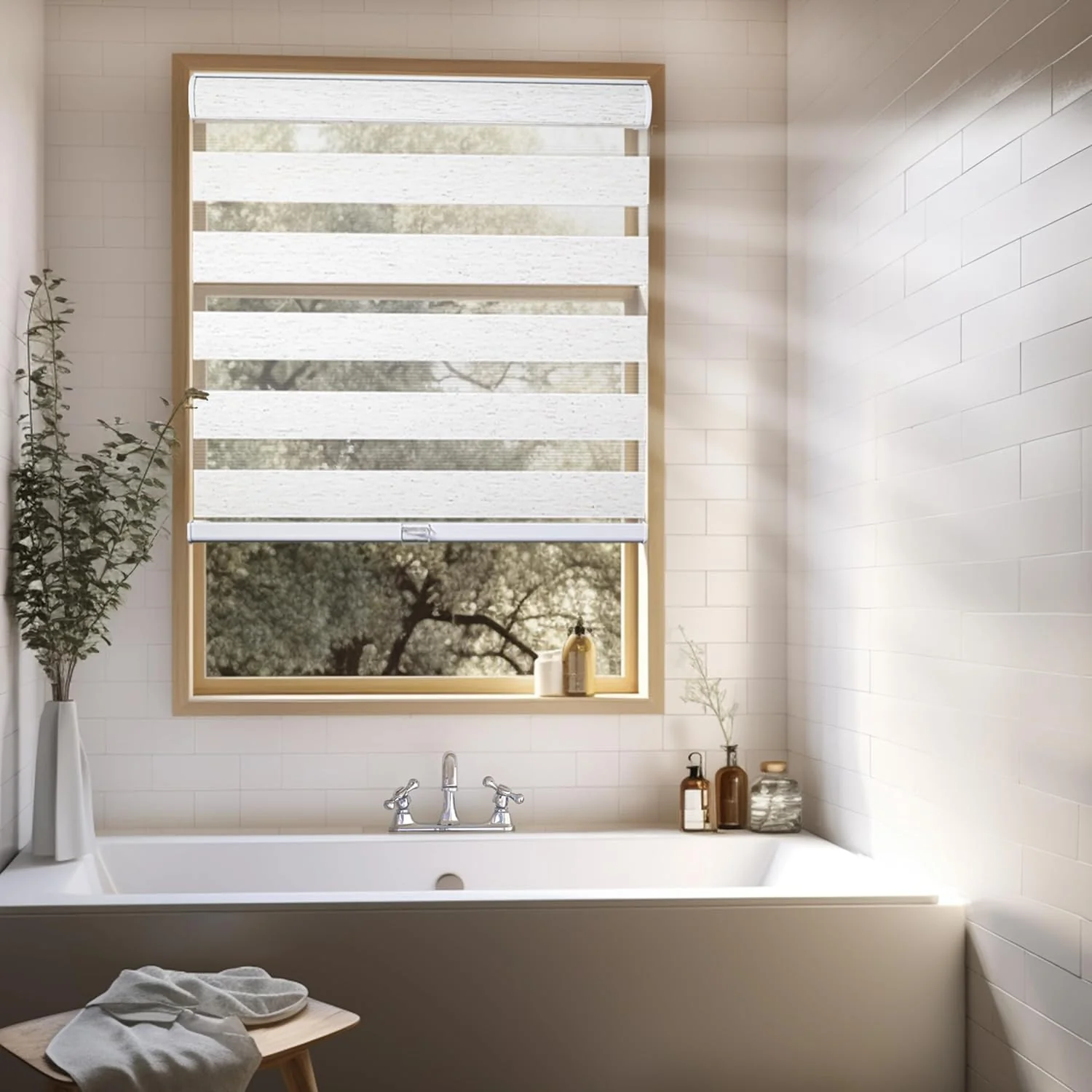CHICOLOGY 68x72 Zebra Blinds, Roller Window Shades, Blinds for Windows, Roller Shades for Windows, Window Shades for Home, Window Shades, Pull Down Shades for Windows, 68" W X 72" H, Basic Arctic - Retail $104 - Image 4