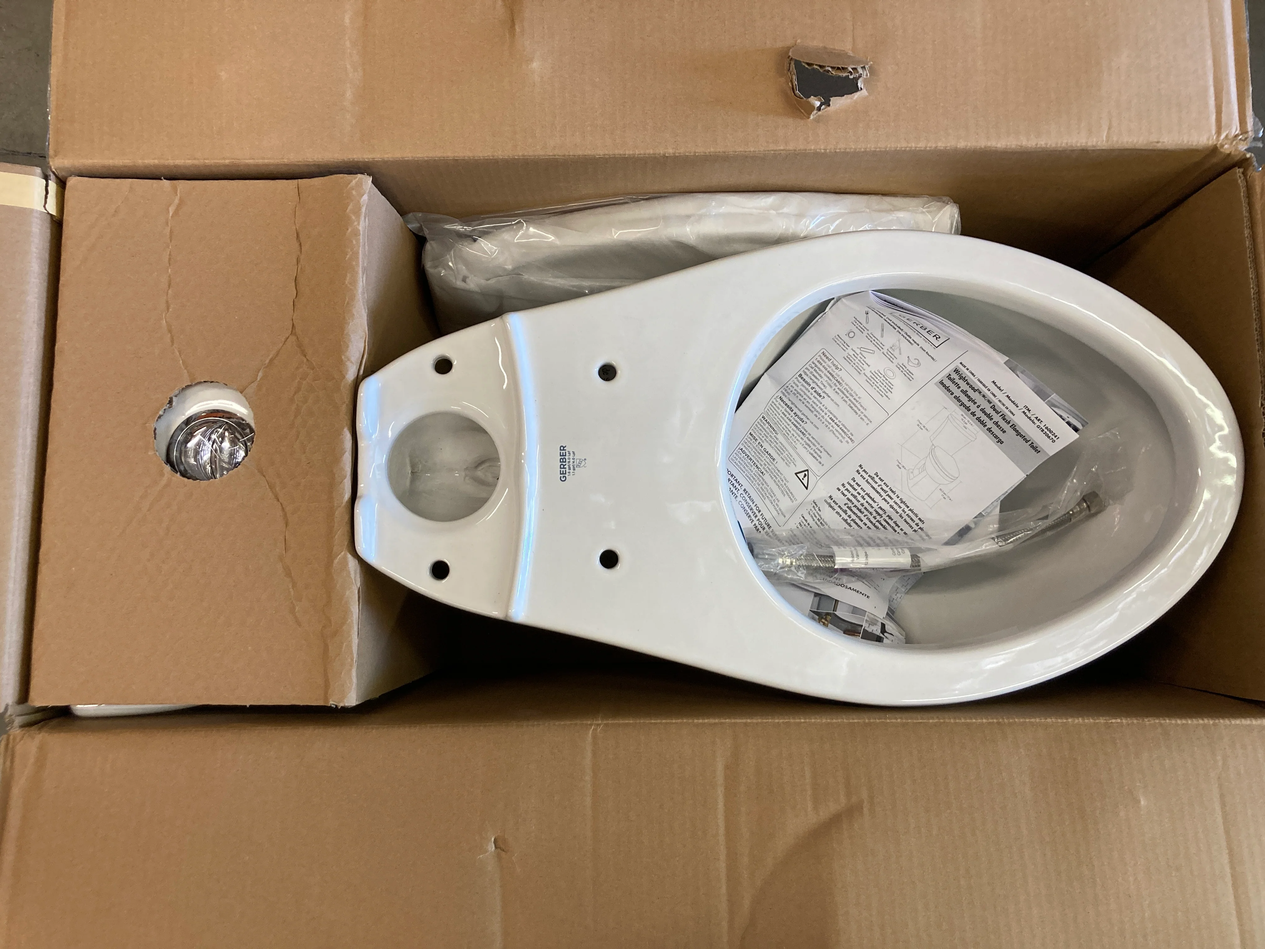 Costco - Gerber Wrightwood Dual Flush Elongated Complete Toilet Kit - CHIPPED BASE- Retail $169 - Image 7