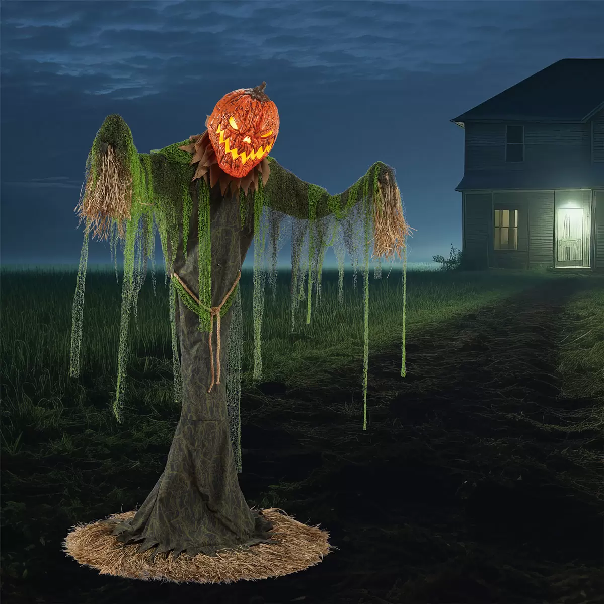 NEW - Halloween 7ft Animated Pumpkin Scarecrow - Retail $199