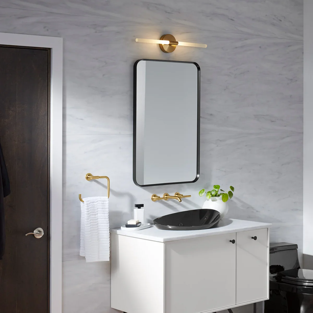 NEW - Kohler Orime Matte Black 24in x 36in Rectangular Framed Mirror - Image 2