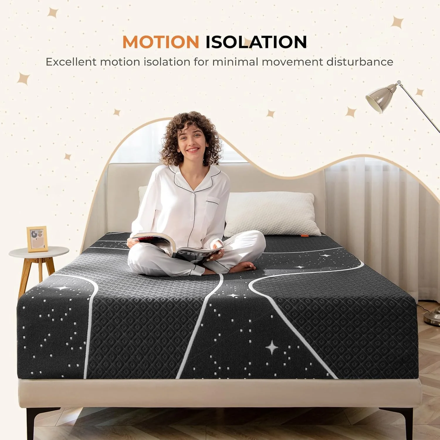 NEW - Sweetnight QUEEN Size, 12 Inch Memory Foam Mattress for Pressure Relief & Motion Isolation, Queen Mattress in a Box, Starry Night - Retail $356 - Image 3