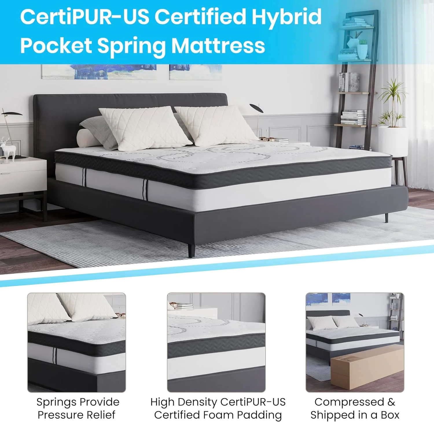 NEW - Flash Furniture KING 12 Inch Capri Comfortable Sleep Hybrid Pocket Spring and Foam Mattress in a Box - Retail $330 - Image 4