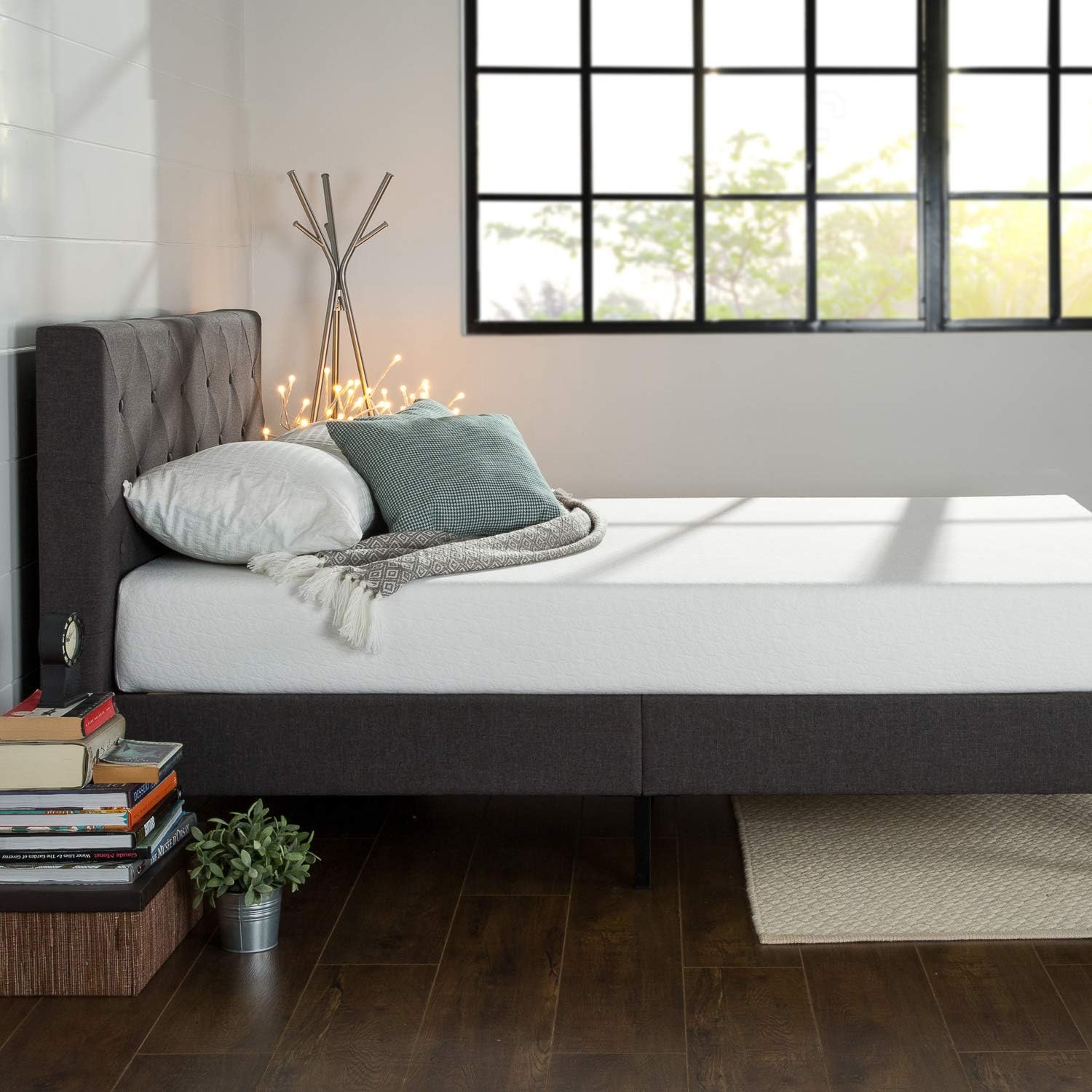 NEW - ZINUS FULL Shalini Upholstered Platform Bed Frame, Mattress Foundation, Wood Slat Support, No Box Spring Needed, Easy Assembly, Dark Grey - Retail $152 - Image 5