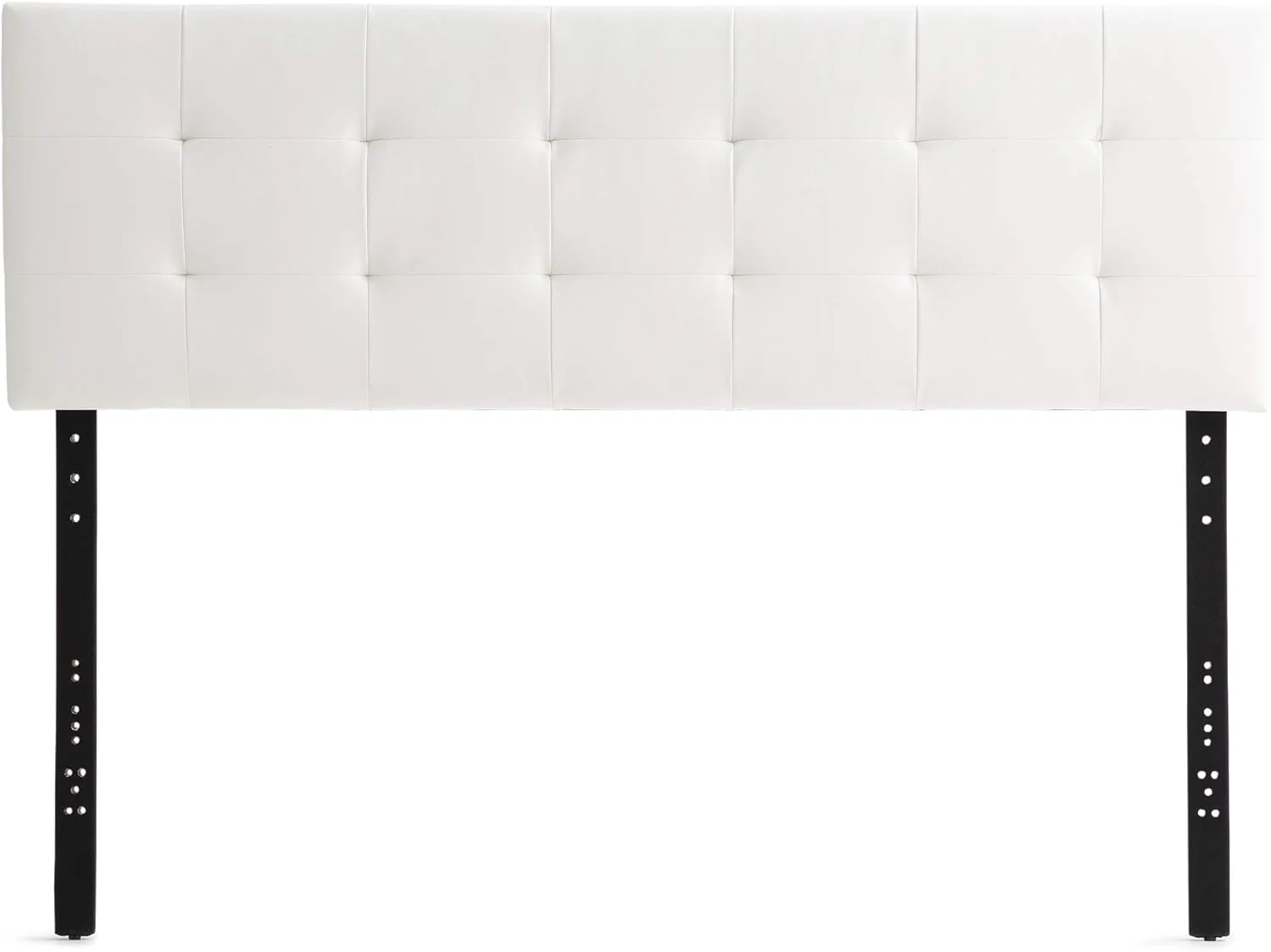 Edenbrook Hawthorne Faux Leather Headboard - Modern -Adjustable Height - Buttonless Tufting, Queen, White - Retail $99