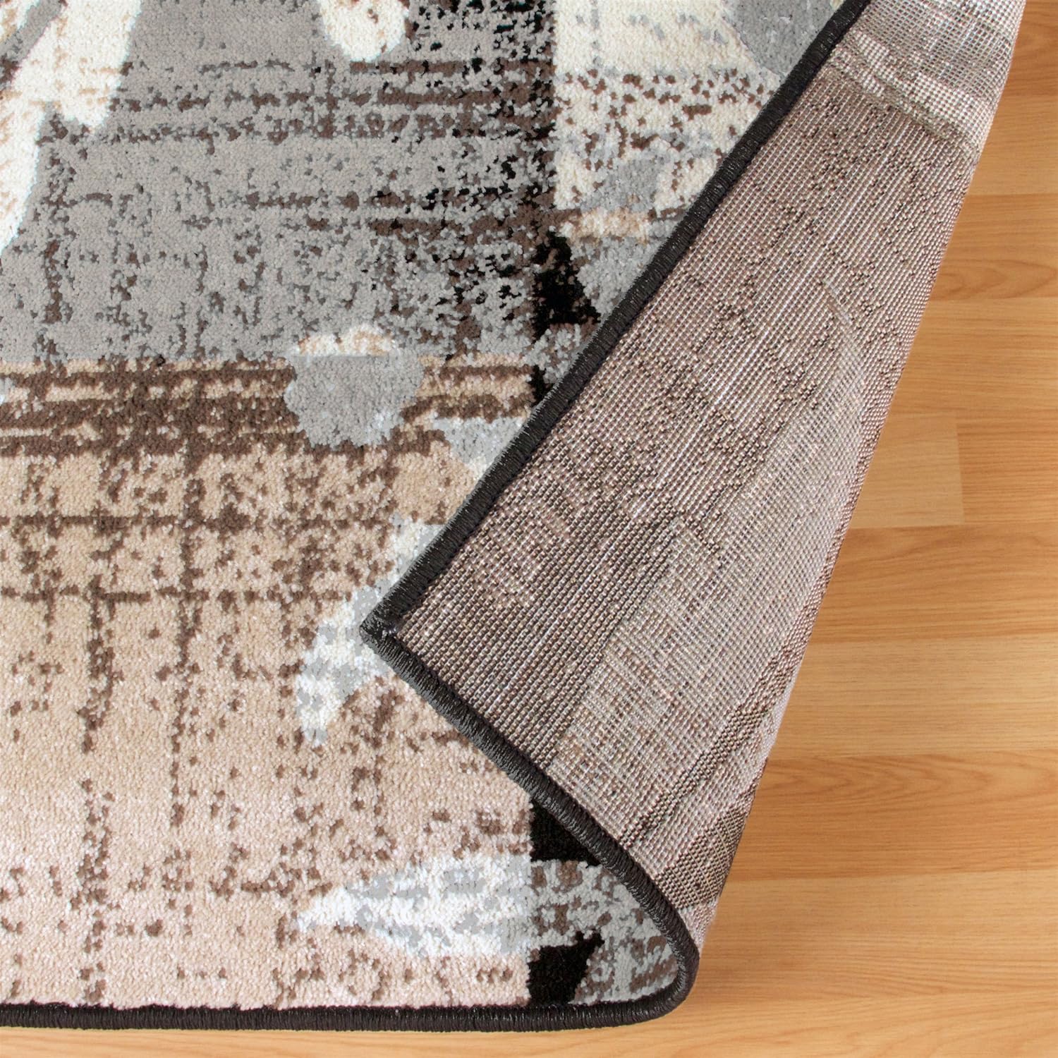 NEW - Superior Indoor Area Rug, Jute Backed, Perfect for Entryway, Office, Living/Dining Room, Bedroom, Kitchen, Floor, Modern Floral Patchwork Decor, Pastiche Collection, 8' x 10', Beige - Retail $90 - Image 2