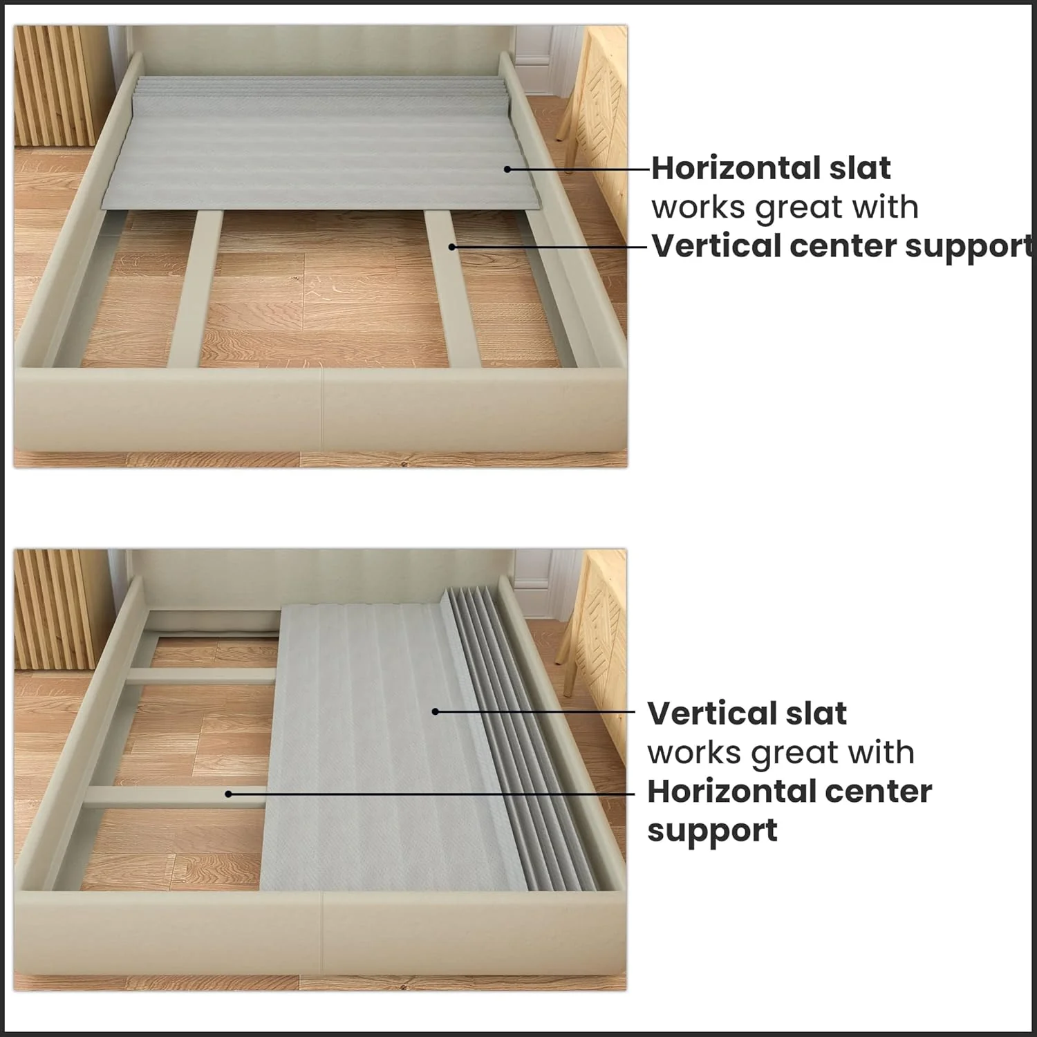NEW - Greaton, 0.75-Inch Heavy Duty Vertical Wooden Bunkie Board/Bed Slats with Cover, Enhance Mattress Support, Twin XL, Grey - Retail $75 - Image 3