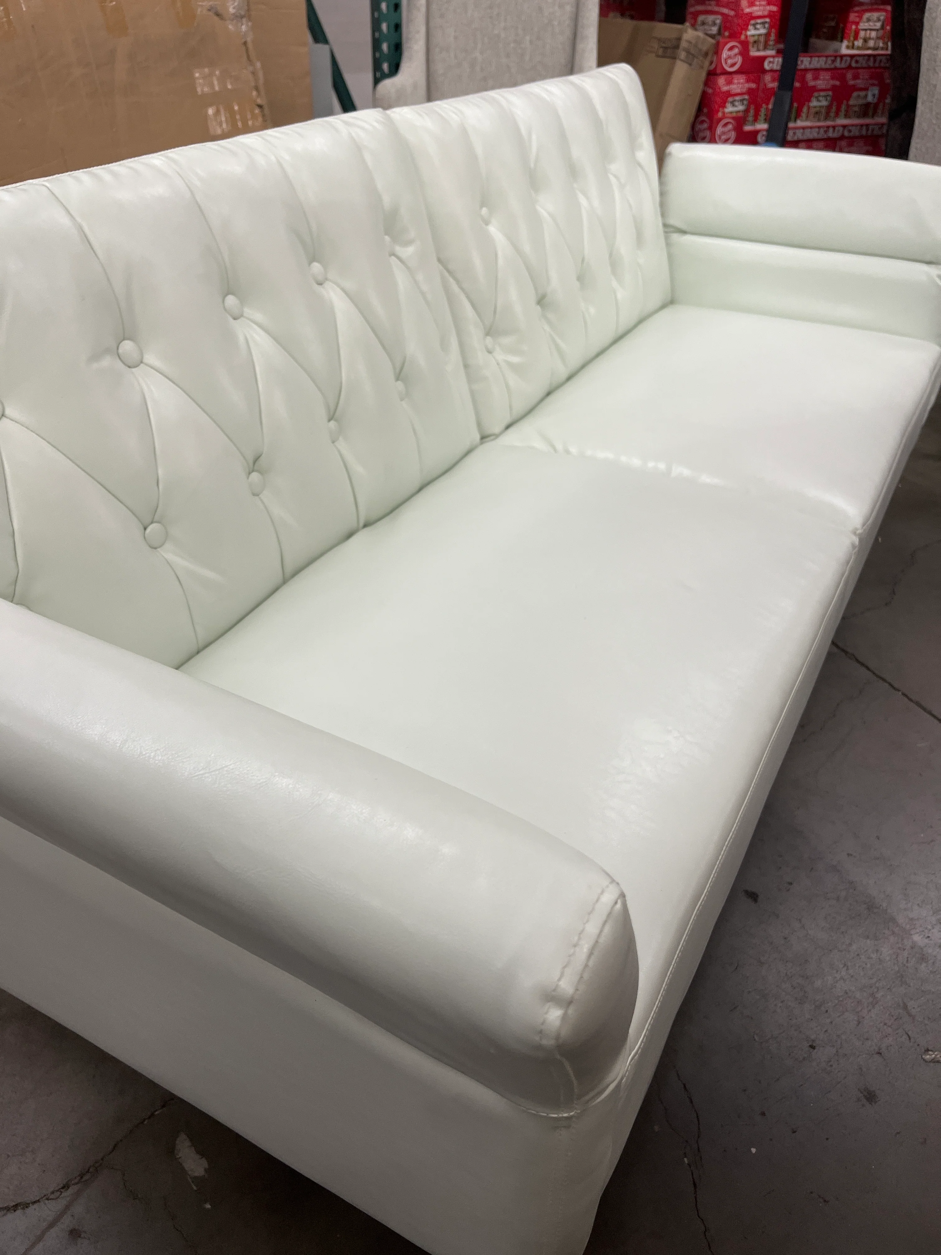 NEW - Elevon Futon Couch, Convertible Futon Sofa Bed, Faux Leather Folding Recliner Sleeper, Modern Lounge Sofa with Adjustable Armrests and Pillow for Living Room, Small Space, Office, Apartment, White - Retail $270 - Image 10