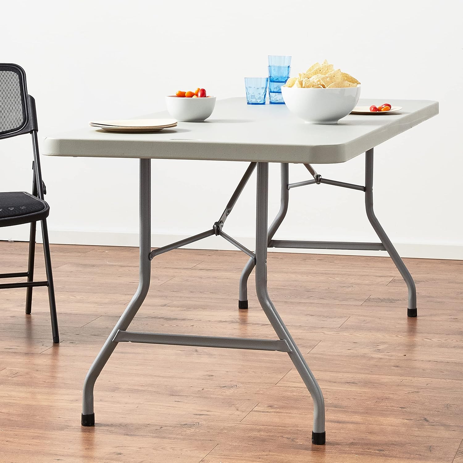 Office Star Resin Multipurpose Rectangle Folding Table for Indoor or Outdoor Use, 6 Feet Light Gray - Retail $181 - Image 12