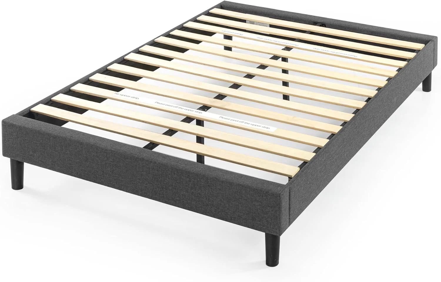 ZINUS QUEEN Curtis Upholstered Platform Bed Frame, Mattress Foundation, Wood Slat Support, No Box Spring Needed, Easy Assembly, Grey - Image 5