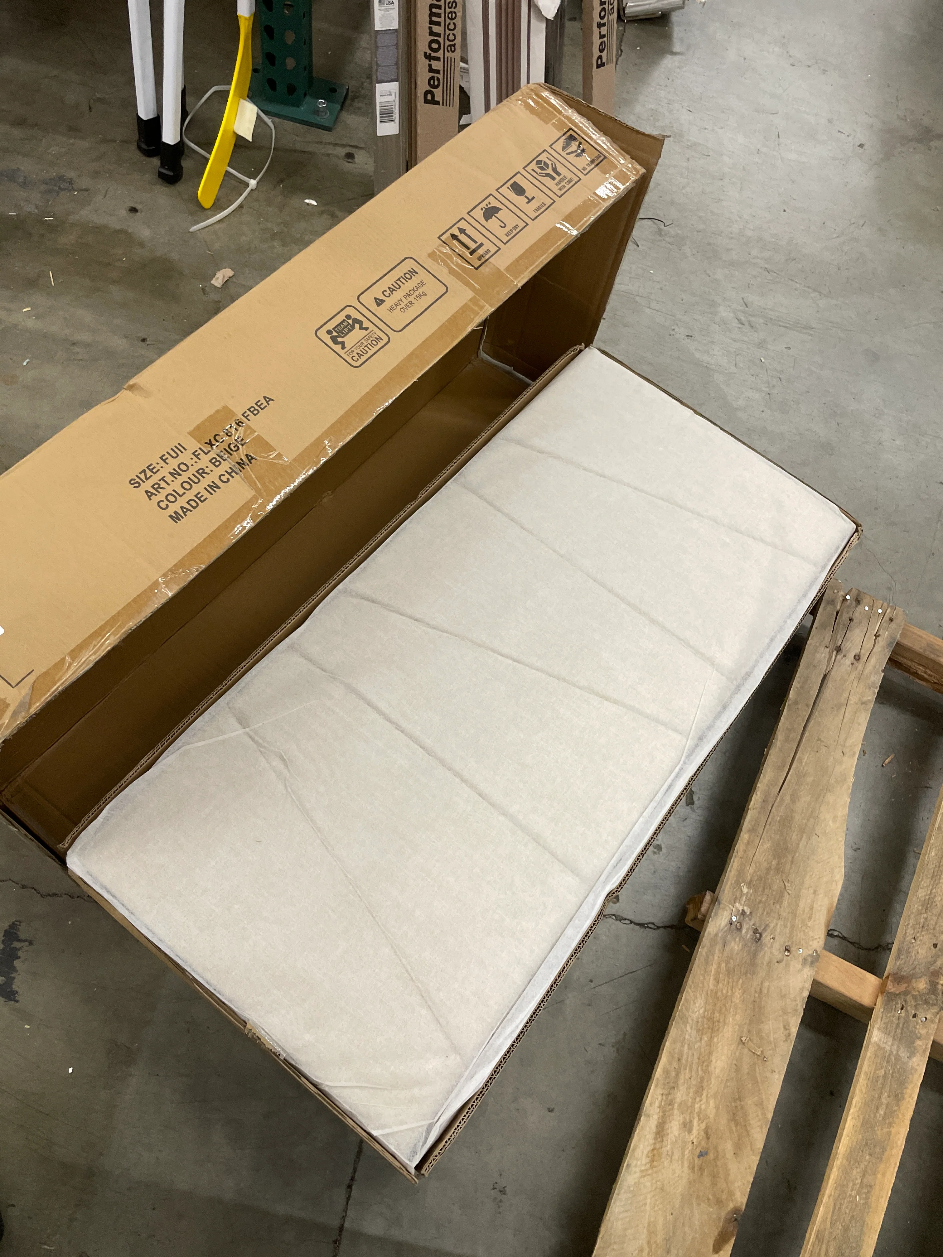 NEW - Flolinda FULL Size Bed Frame Upholstered Platform with Linen Fabric Headboard and Strong Wooden Slats, No Box Spring Needed, Easy Assembly,Beige - Retail $149 - Image 5