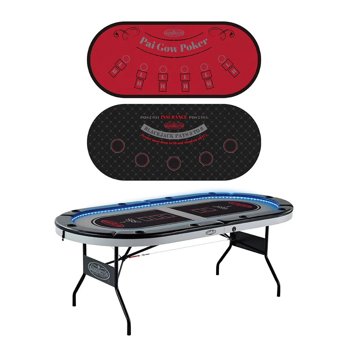NEW - Barrington 10-player Poker Table with LED Lights - Retail $329