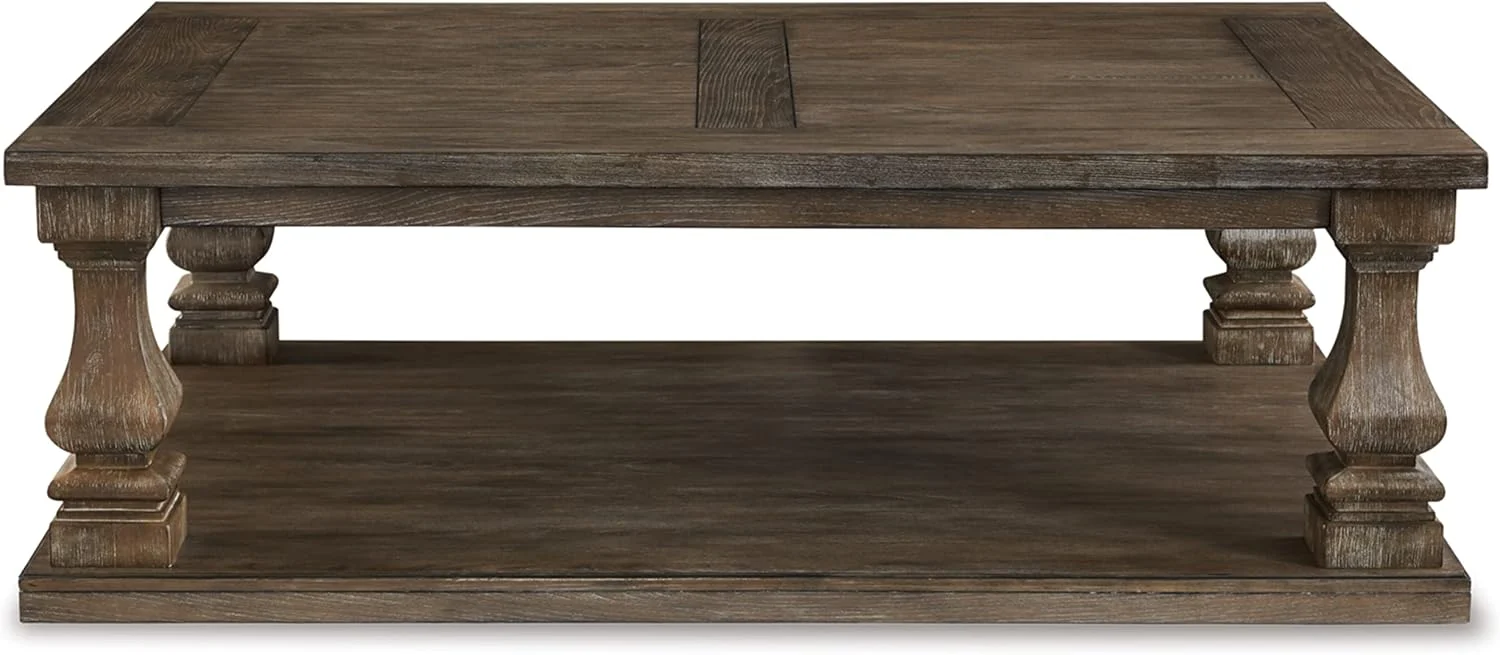 Damage - Signature Design by Ashley Johnelle Farmhouse Coffee Table with Weathered Gray Finish - Image 2