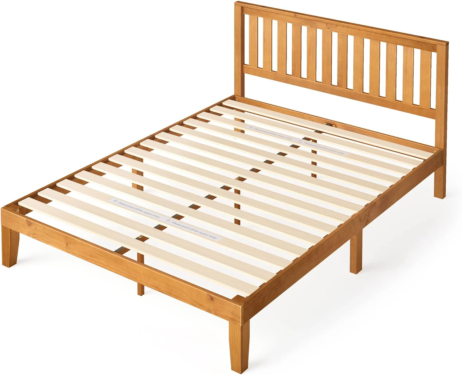NEW - ZINUS Alexia Wood Platform Bed Frame with headboard, Solid Wood Foundation with Wood Slat Support, No Box Spring Needed, Easy Assembly, Rustic Pine, Full - Retail $271 - Image 2