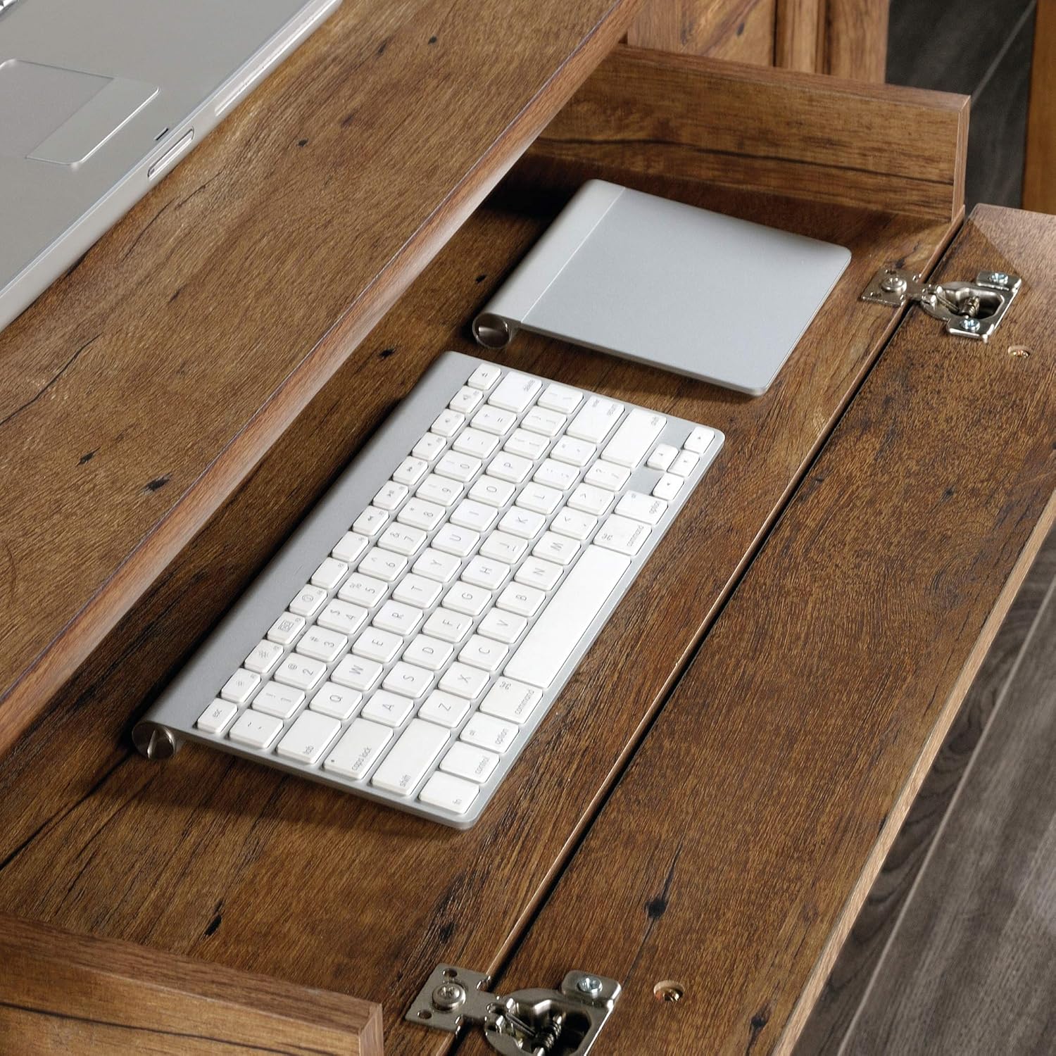 NEW - Sauder Palladia Computer Desk with Drawers, Home Office Desk with File Cabinet Storage Drawer, Cable Management, Keyboard Tray, in Vintage Oak finish - Retail $320 - Image 7