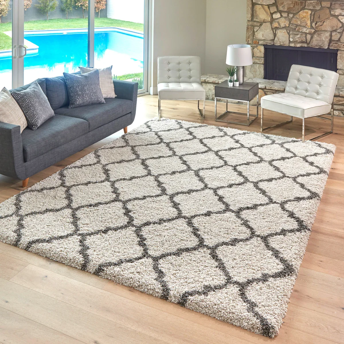 Thomasville 5.3X7.5 Cream Marketplace Luxury Shag Rugs - Retail $159 - Image 2