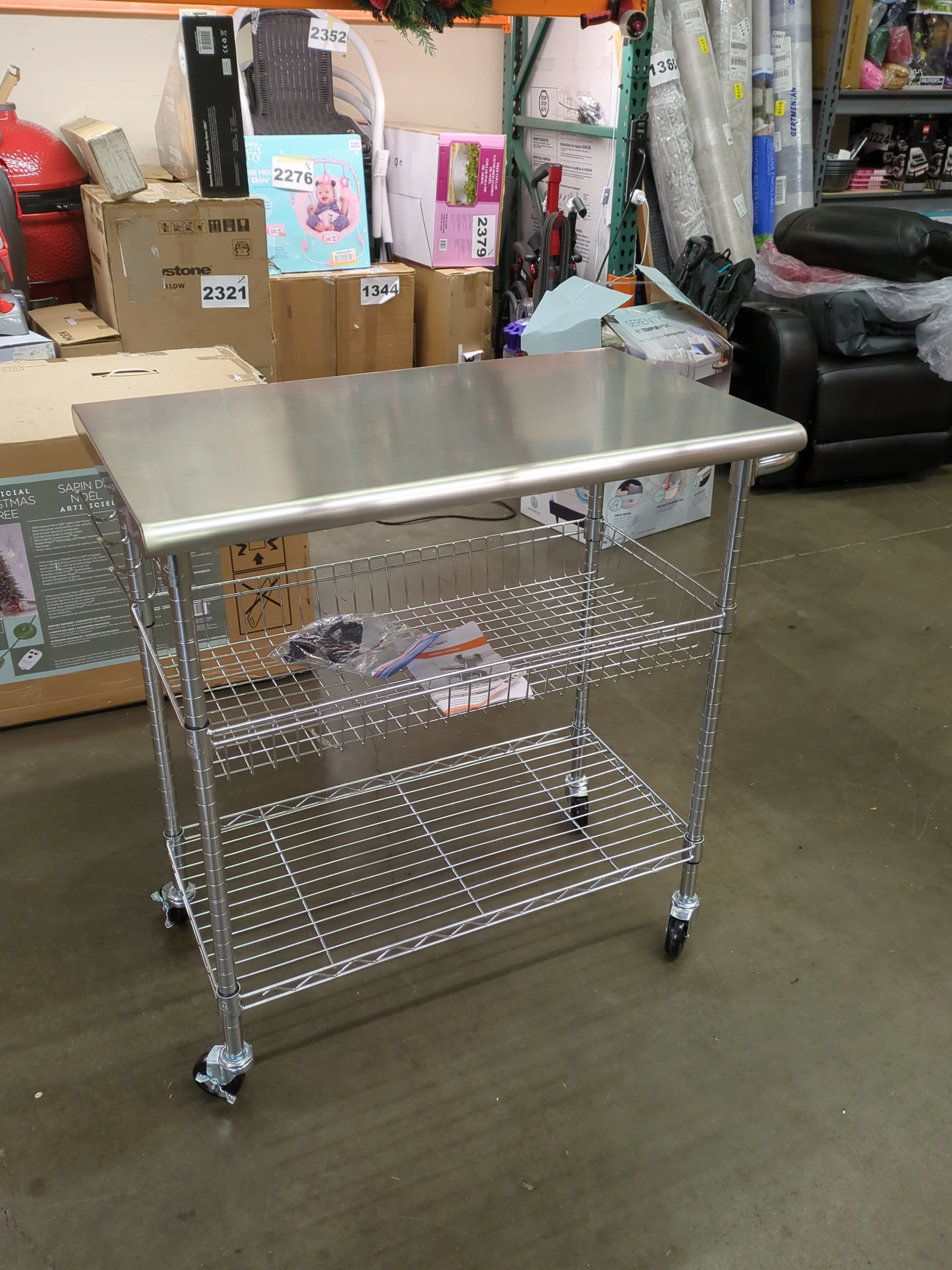 NEW - Costco - TRINITY EcoStorage® Stainless Steel Kitchen Cart - Retail $139 - Image 2