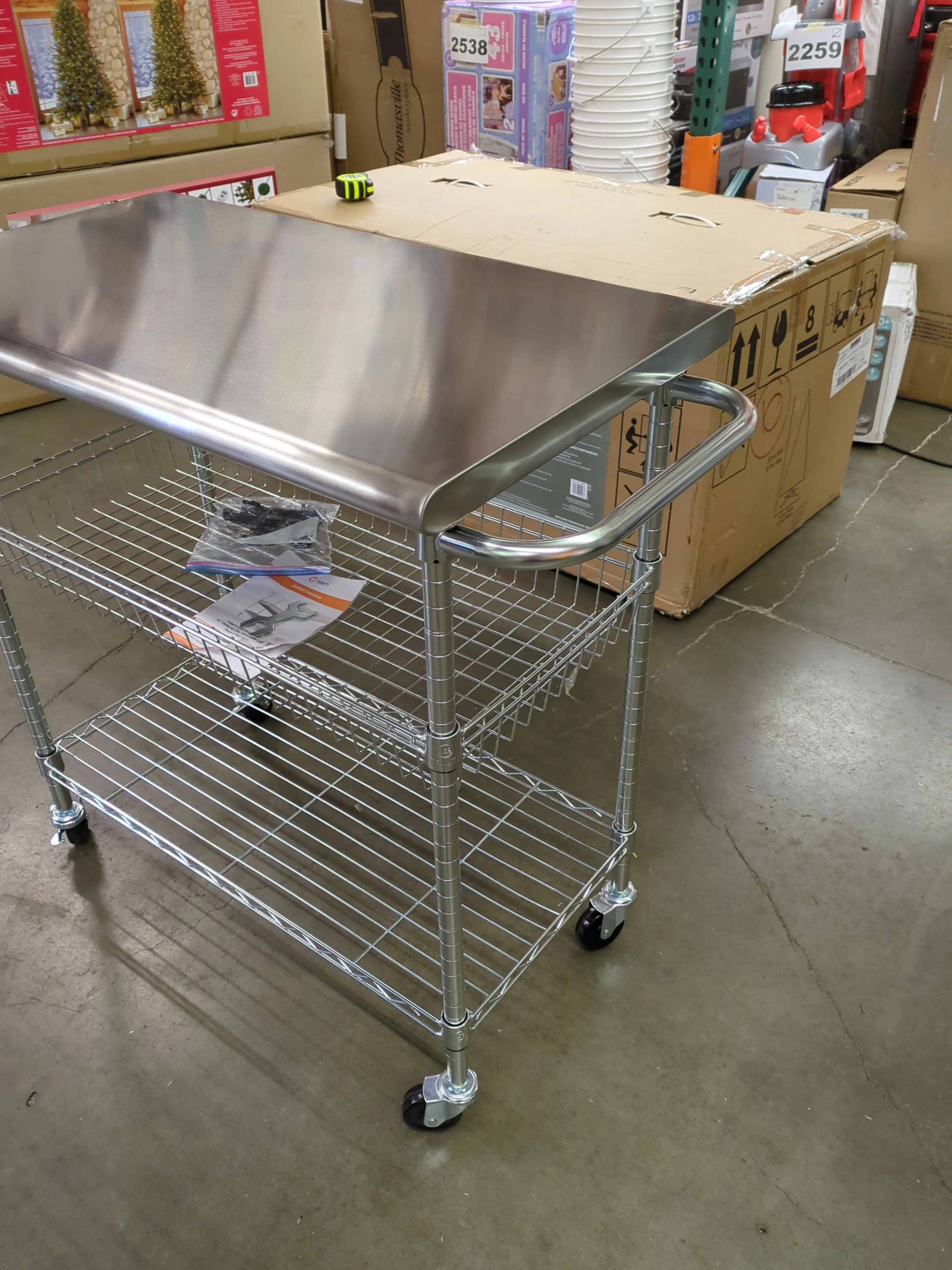 NEW - Costco - TRINITY EcoStorage® Stainless Steel Kitchen Cart - Retail $139 - Image 4