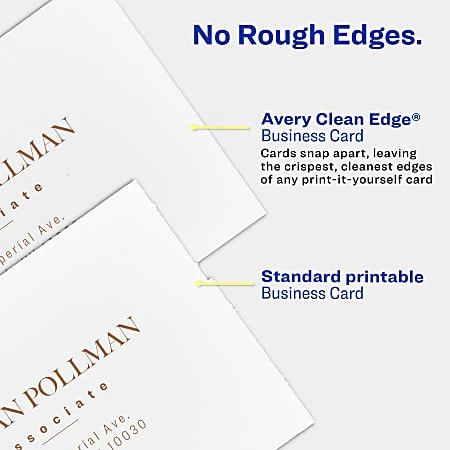 Avery® Clean Edge® Printable Business Cards With Sure Feed® Technology For Inkjet Printers, 2" x 3.5", Ivory, 200 Blank Cards - Image 2