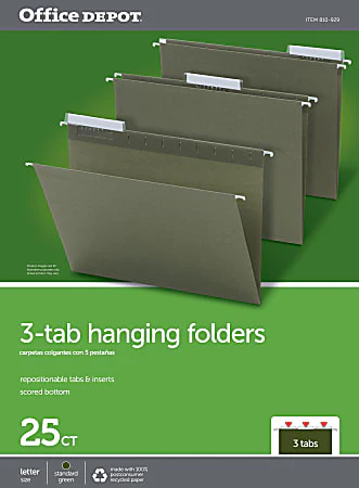 Office Depot® Brand Hanging Folders, 1/3 Cut, Letter Size, 100% Recycled, Green, Pack Of 25 - Image 3