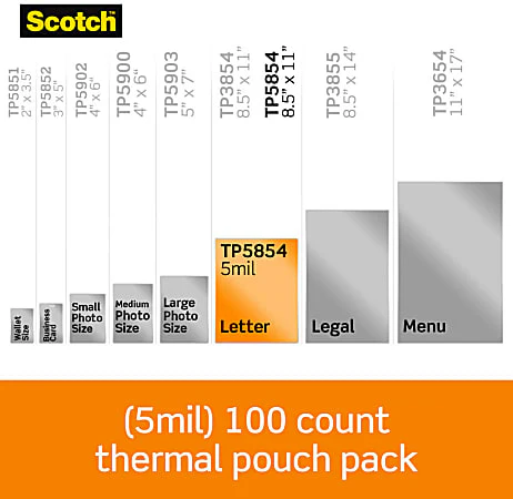 Scotch® Thermal Laminating Pouches, 5 mil., Fits Letter Size (8.9" x 11.4") Paper, Pack Of 100 - Image 2