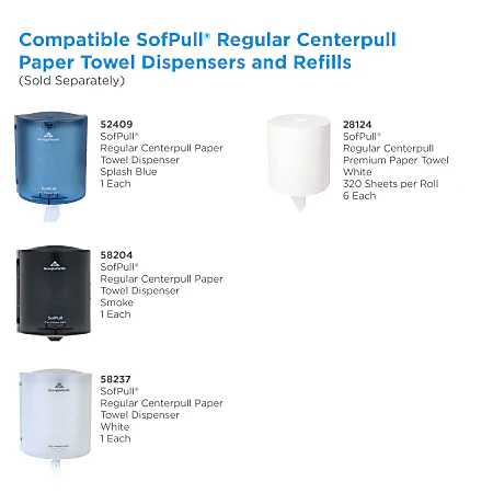 SofPull® by GP PRO 28124 Centerpull Regular Capacity 1-Ply Paper Towels, 324 Sheets Per Roll, Pack Of 6 Rolls - Image 5