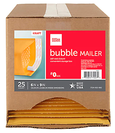 Office Depot® Brand Self-Sealing Bubble Mailers, Size 0, 6" x 9", Pack Of 25 - Image 5