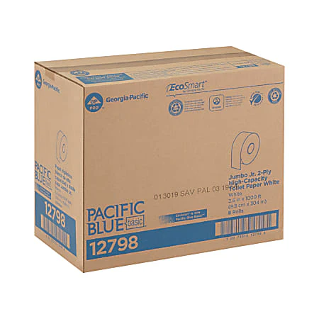 Pacific Blue Basic™ by GP PRO 12728 Jumbo Jr. 2-Ply High-Capacity Toilet Paper, Pack Of 8 Rolls - Image 2