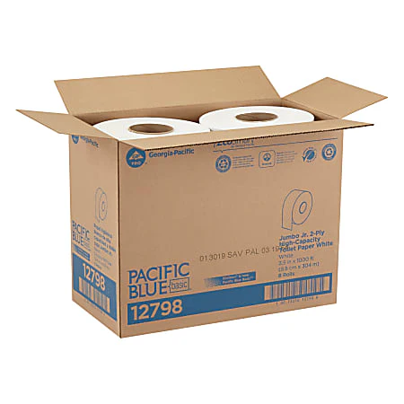 Pacific Blue Basic™ by GP PRO 12728 Jumbo Jr. 2-Ply High-Capacity Toilet Paper, Pack Of 8 Rolls - Image 3