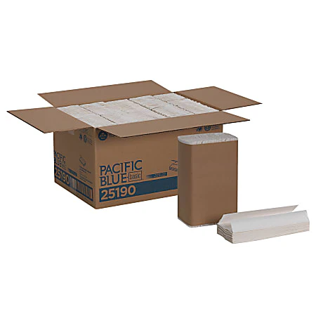 Pacific Blue Basic® by GP PRO, 1-Ply, C-Fold Paper Towels, 10.1" X 12.7", 100% Recycled, White, 240 Sheets per Pack, 10 Packs Per Case - Retail $51