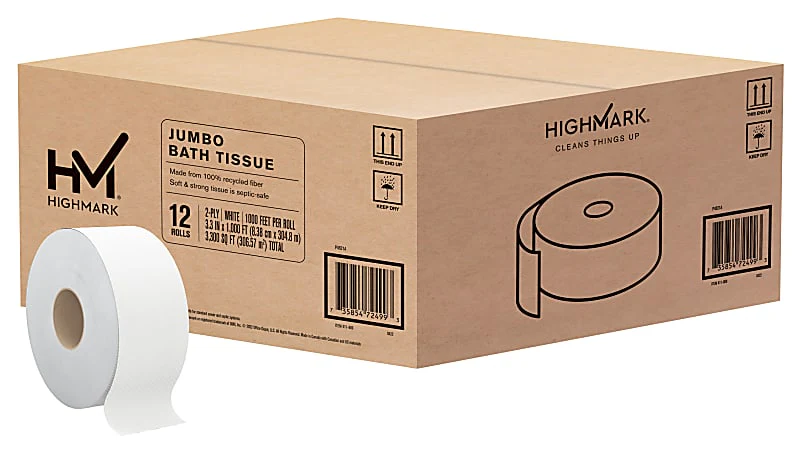 Highmark® 2-Ply Jumbo Toilet Paper, 1000' Per Roll, Pack Of 12 Rolls - Image 4